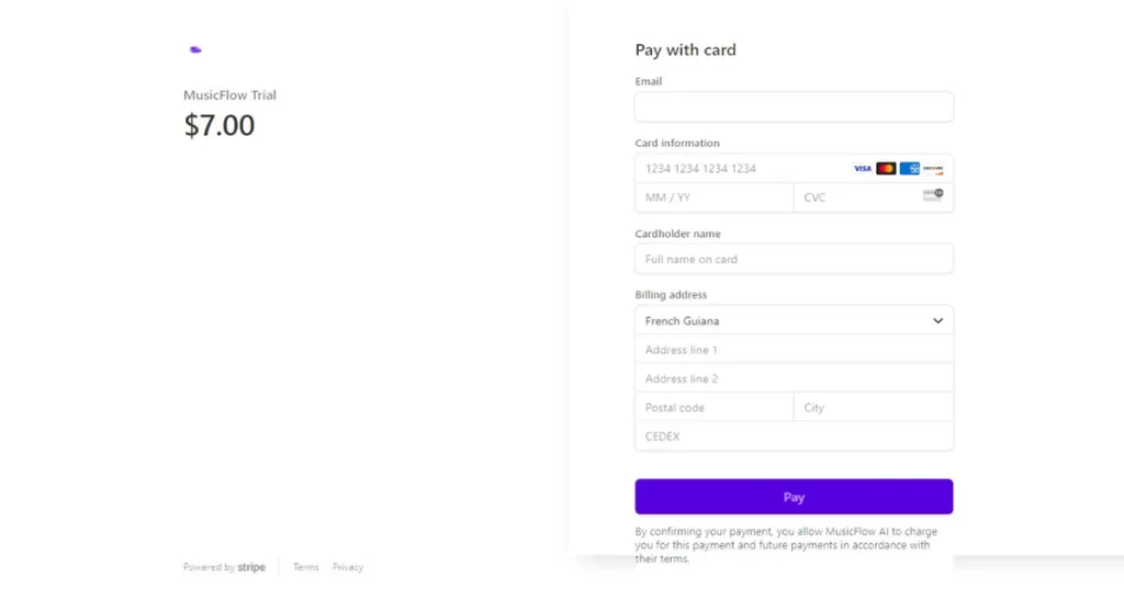 music flow text to music AI tool payment options